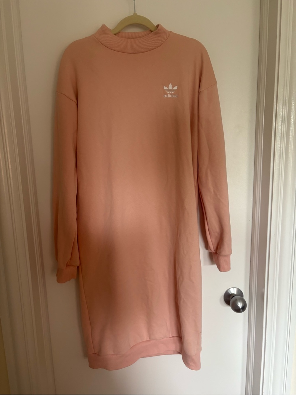 adidas Pink Crewneck Sweatshirt Dress with Trefoil Logo